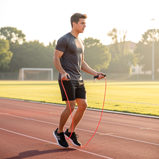 man practicing jump rope skills