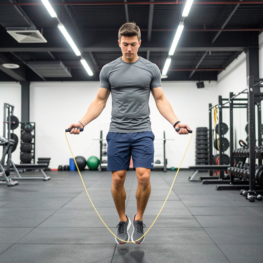 man jumping rope gym