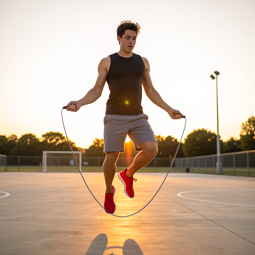 man jumping rope outdoors