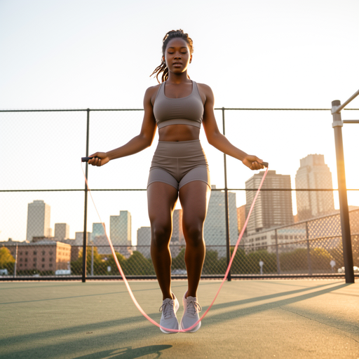 woman jumping rope outdoors