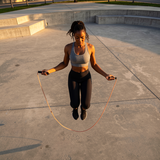 woman jumping rope outdoors
