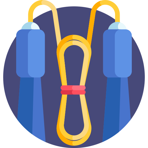 jump rope with blue handles and yellow rope