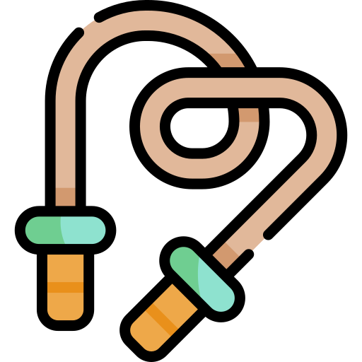 a thick jump rope with yellow and green handles
