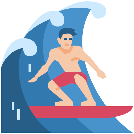 surfer riding a powerful wave